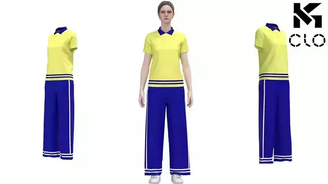 Sporty Yellow and Blue Tracksuit Clo3D Model  Accurate Patterns
