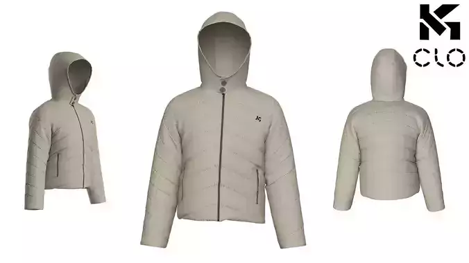 Modern Quilted Puffer Jacket Clo3D Model Accurate Patterns