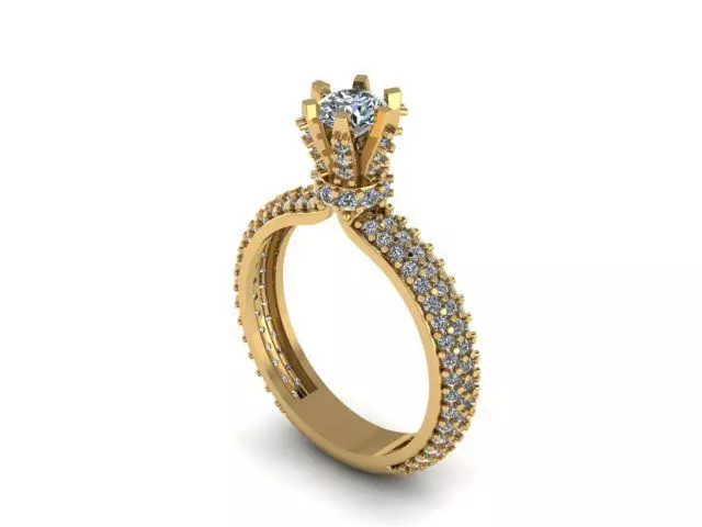 Classic Engagement Ring for diamonds 3D print model