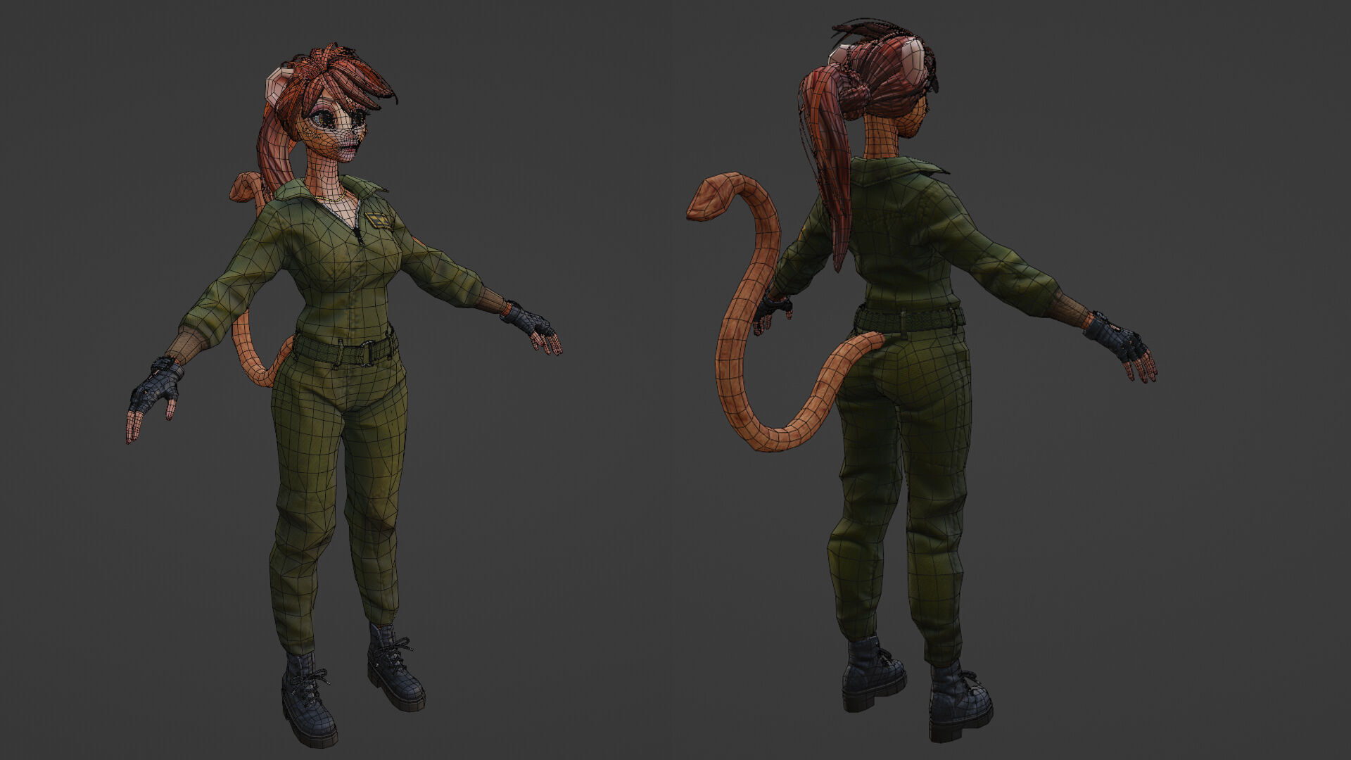 Monkey Girl Arms Trader Low-poly 3D model_26