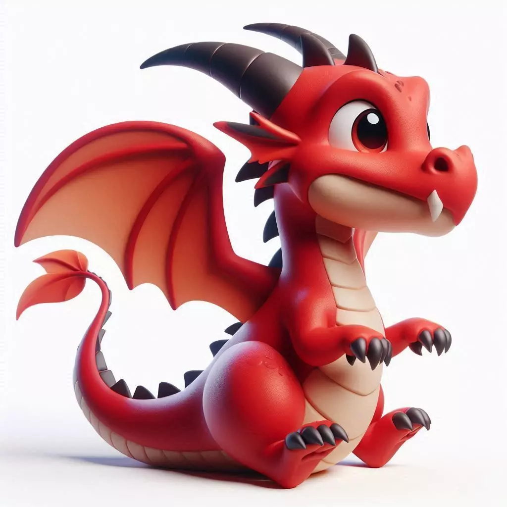 A 3D render design of baby red dragon which is ready to use 3D model_0