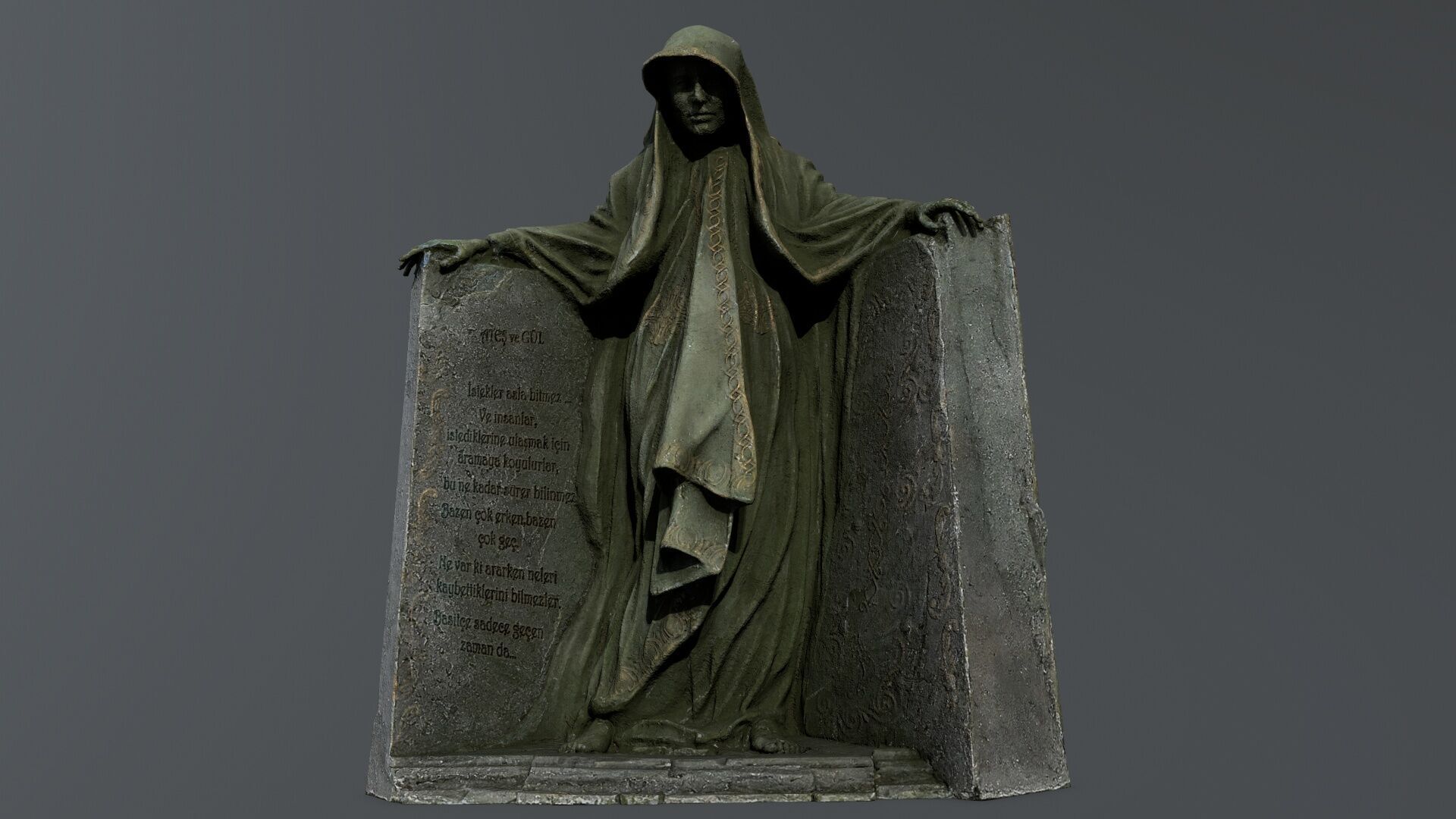 Dark statue Low-poly 3D model_1