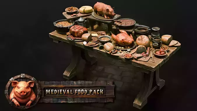3DT Stylized Medieval Food Pack Low-poly 3D model