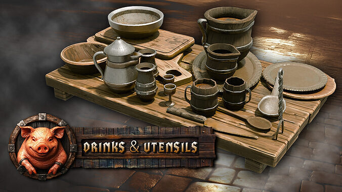 3DT Stylized Medieval Food Pack Low-poly 3D model 7