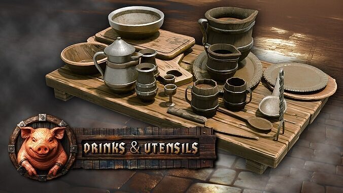 3DT Stylized Medieval Food Pack Low-poly 3D model 6