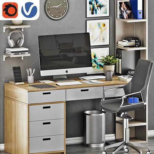 Workplace Set 01 Office 3D model