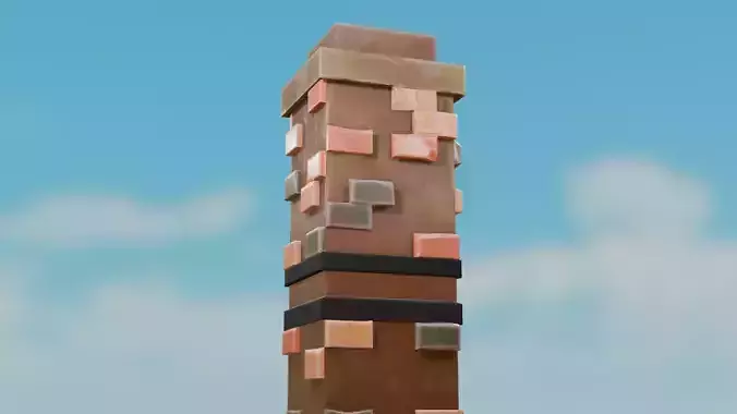 3D Low Poly  Medieval Stylized Chimney