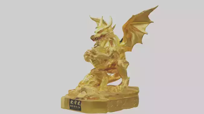 Golden Dragon statue model Low-poly 3D model