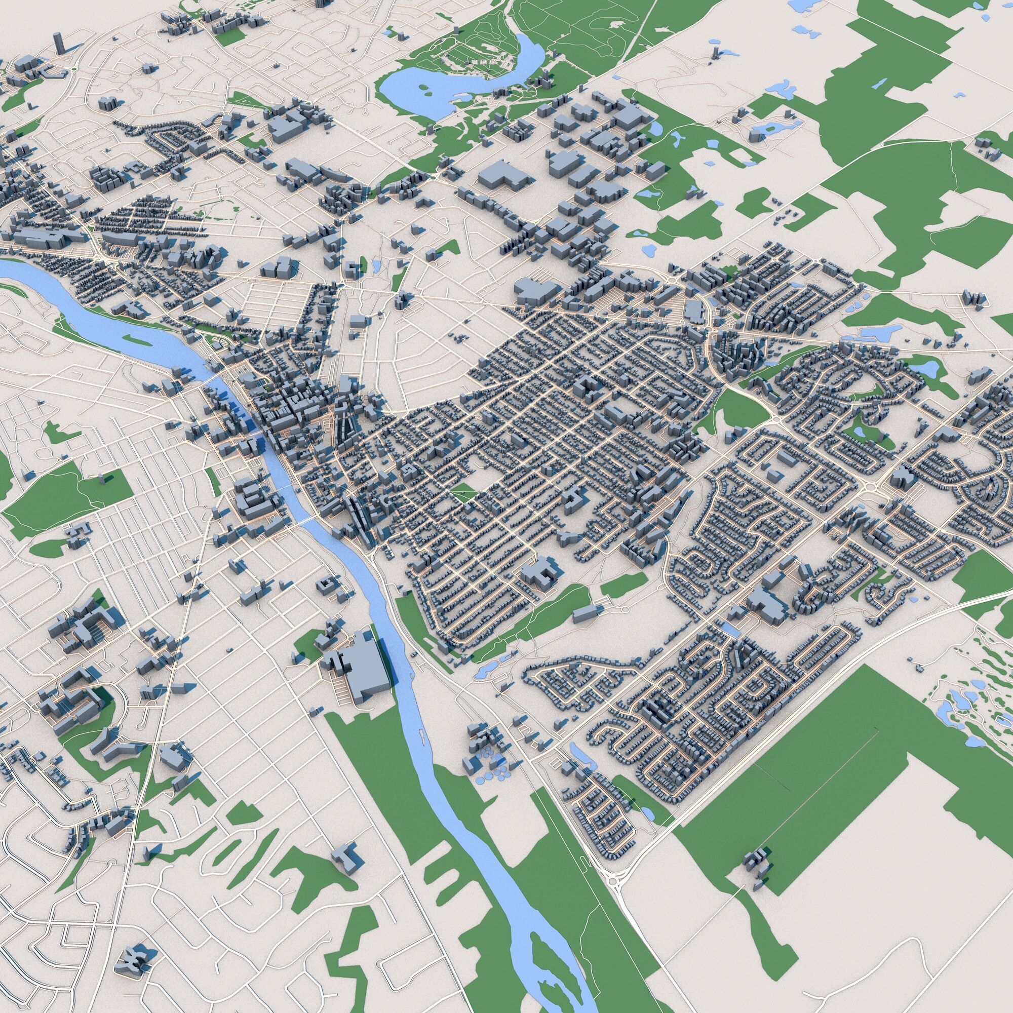 Cambridge City in Canada 3D model_8