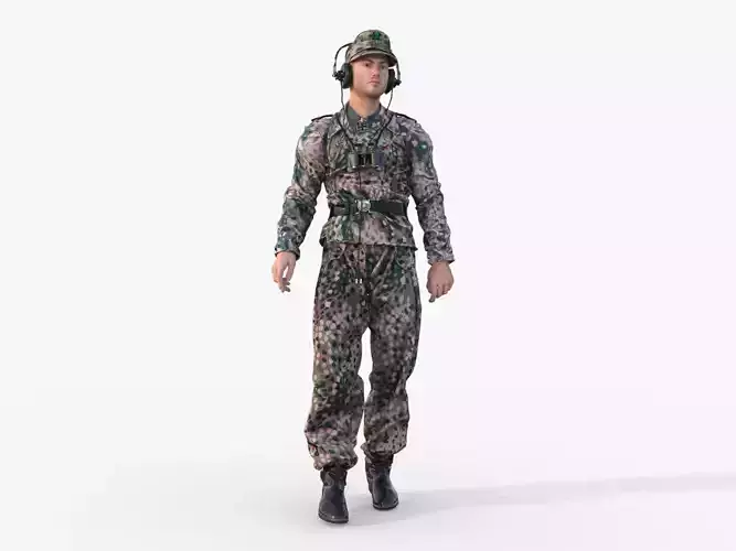 German Panzer Crew Soldier 2 WWII  Low-poly 3D model