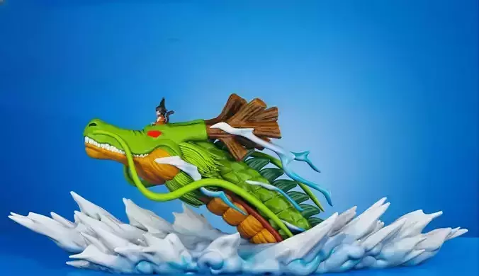 Kid Goku and Shenlong Diorama 3D print model