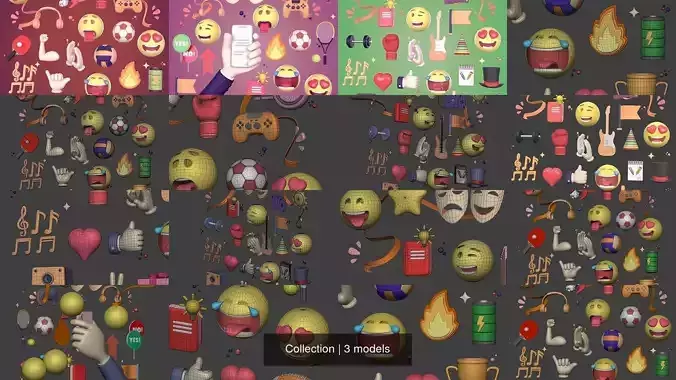 Cartoon Icons Collection - AD - Emoji - Smiley - Music - Sport 