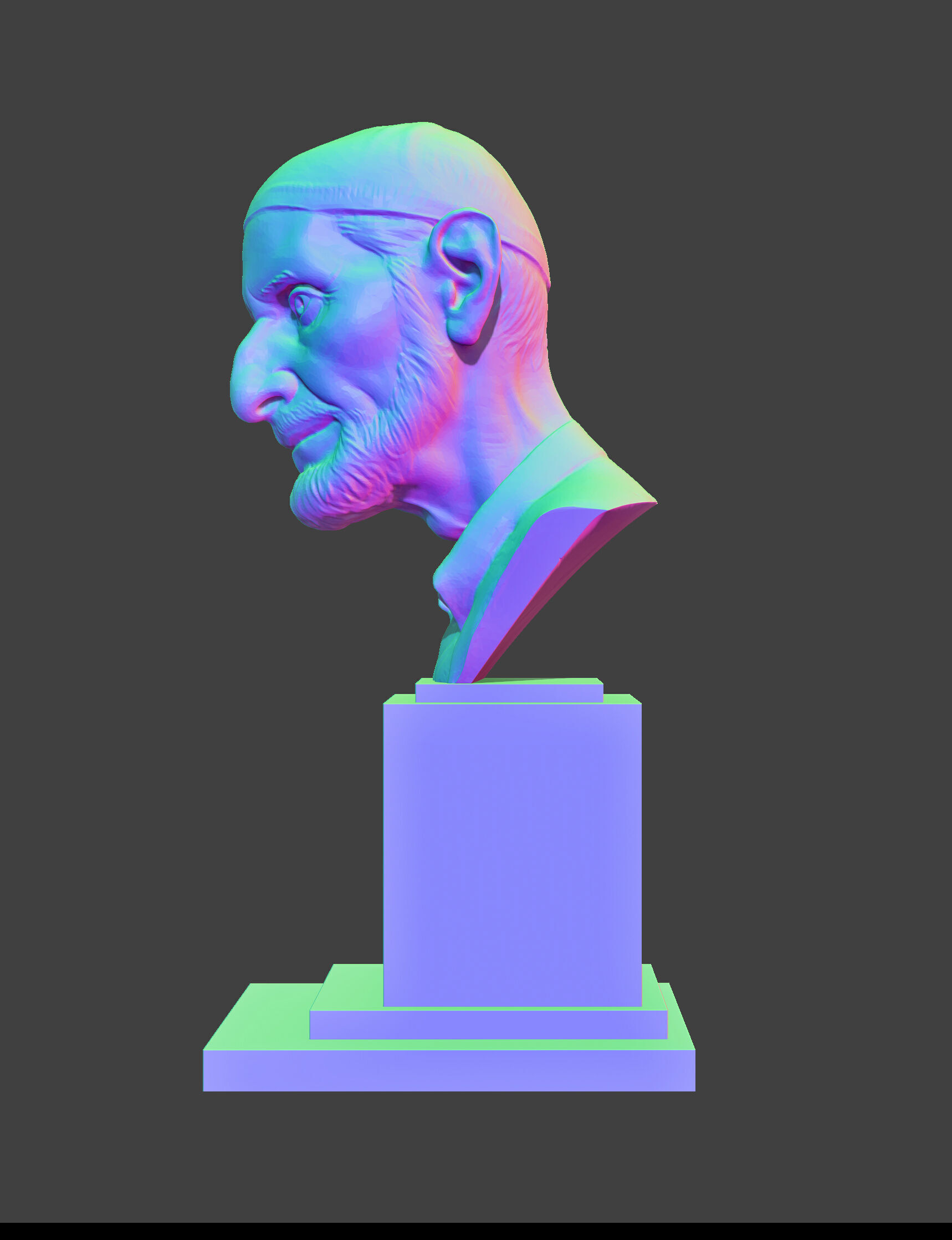 The Old Man Bust 3D print model_6
