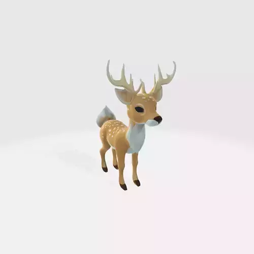 Cute Buck with Antlers 3D model
