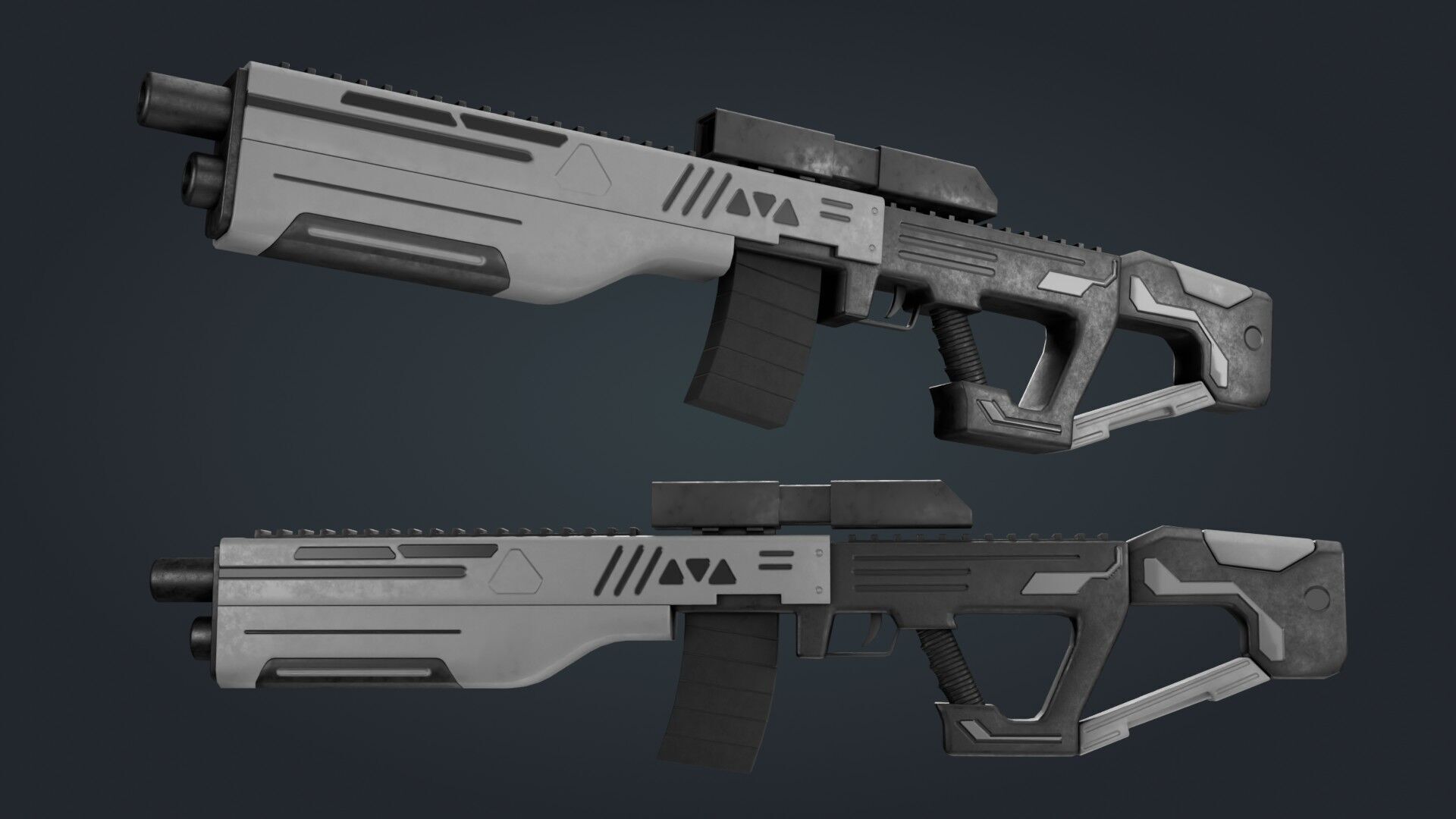 Sci-Fi Machine Gun - game ready - PBR Low-poly 3D model_5