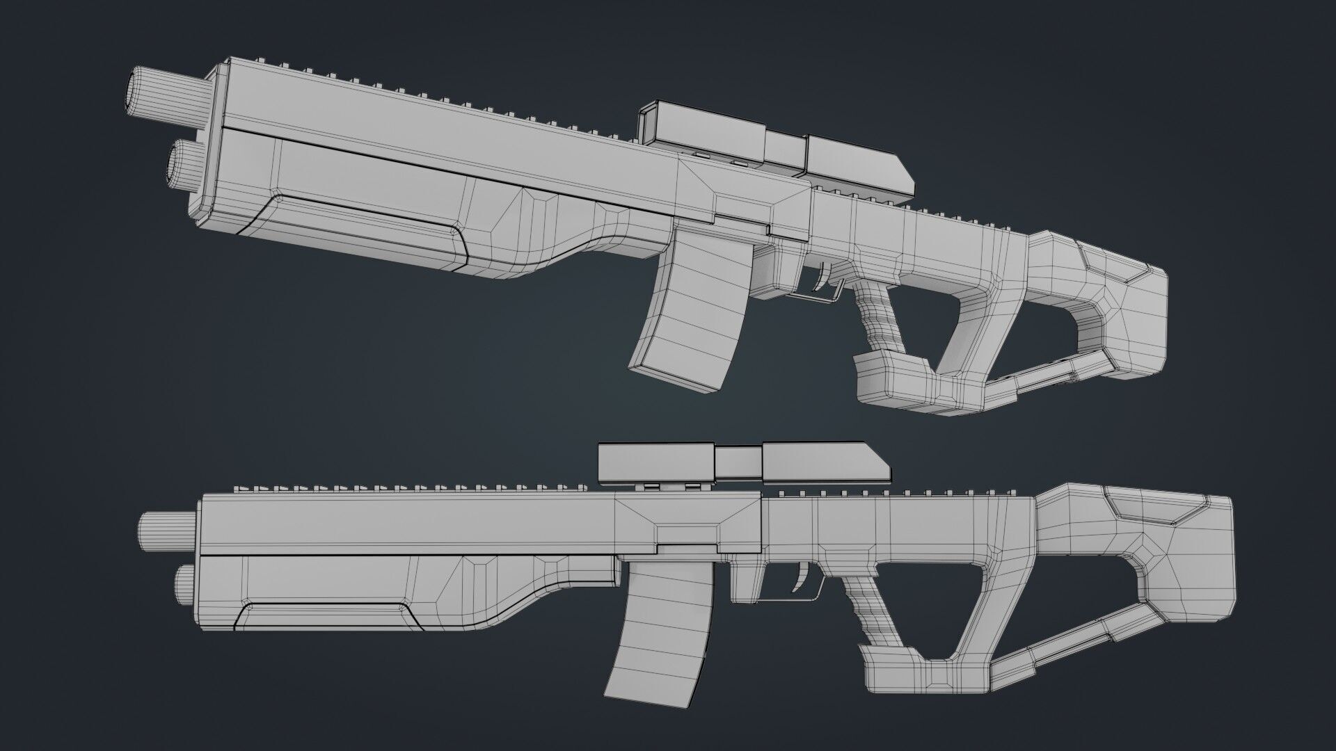 Sci-Fi Machine Gun - game ready - PBR Low-poly 3D model_13