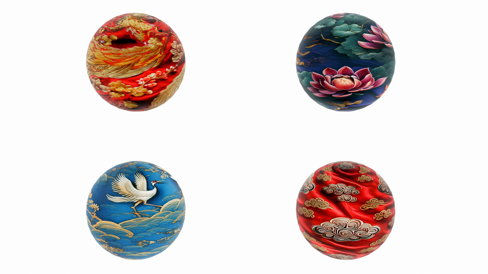 20 Seamless Chinese Hanfu Fabrics PBR Textures with 3D Model Texture_3