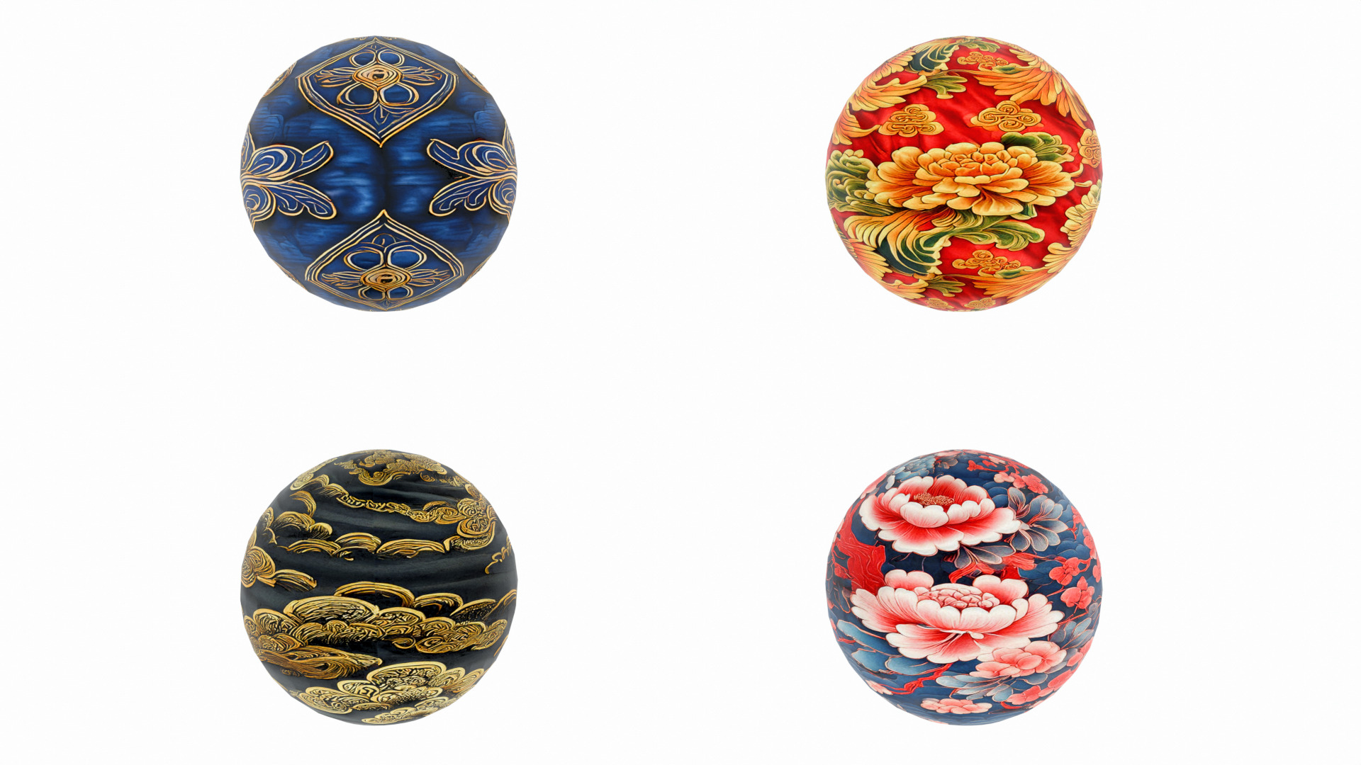 20 Seamless Chinese Hanfu Fabrics PBR Textures with 3D Model Texture_4