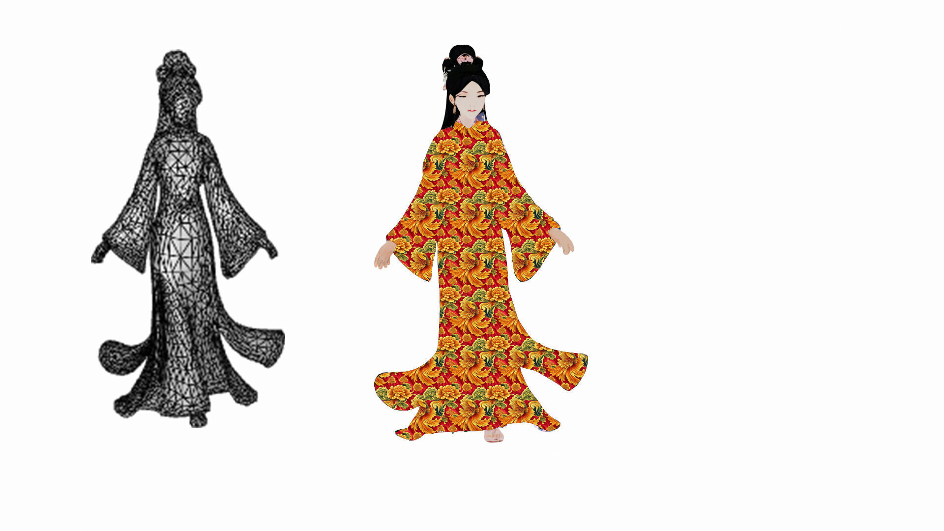 20 Seamless Chinese Hanfu Fabrics PBR Textures with 3D Model Texture_9