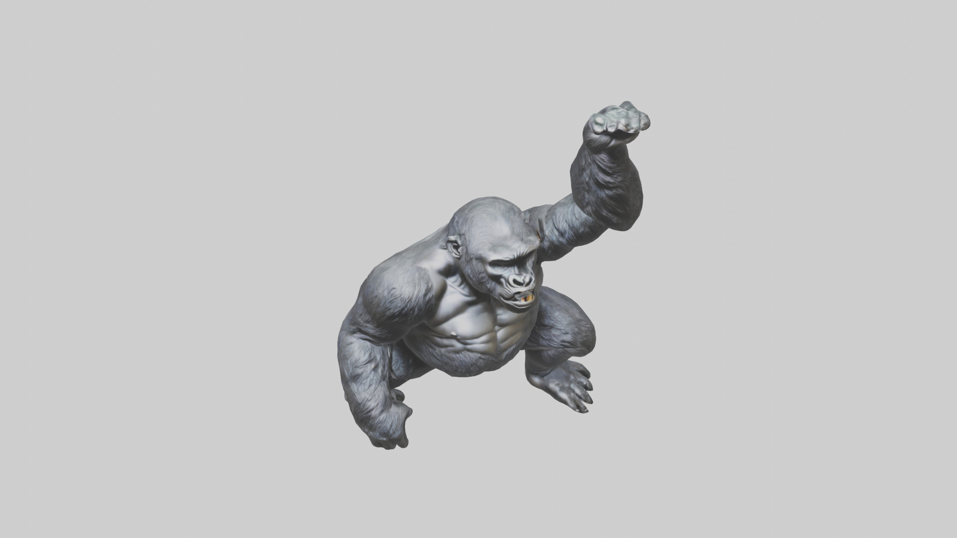 Gorilla statue model Low-poly 3D model_16