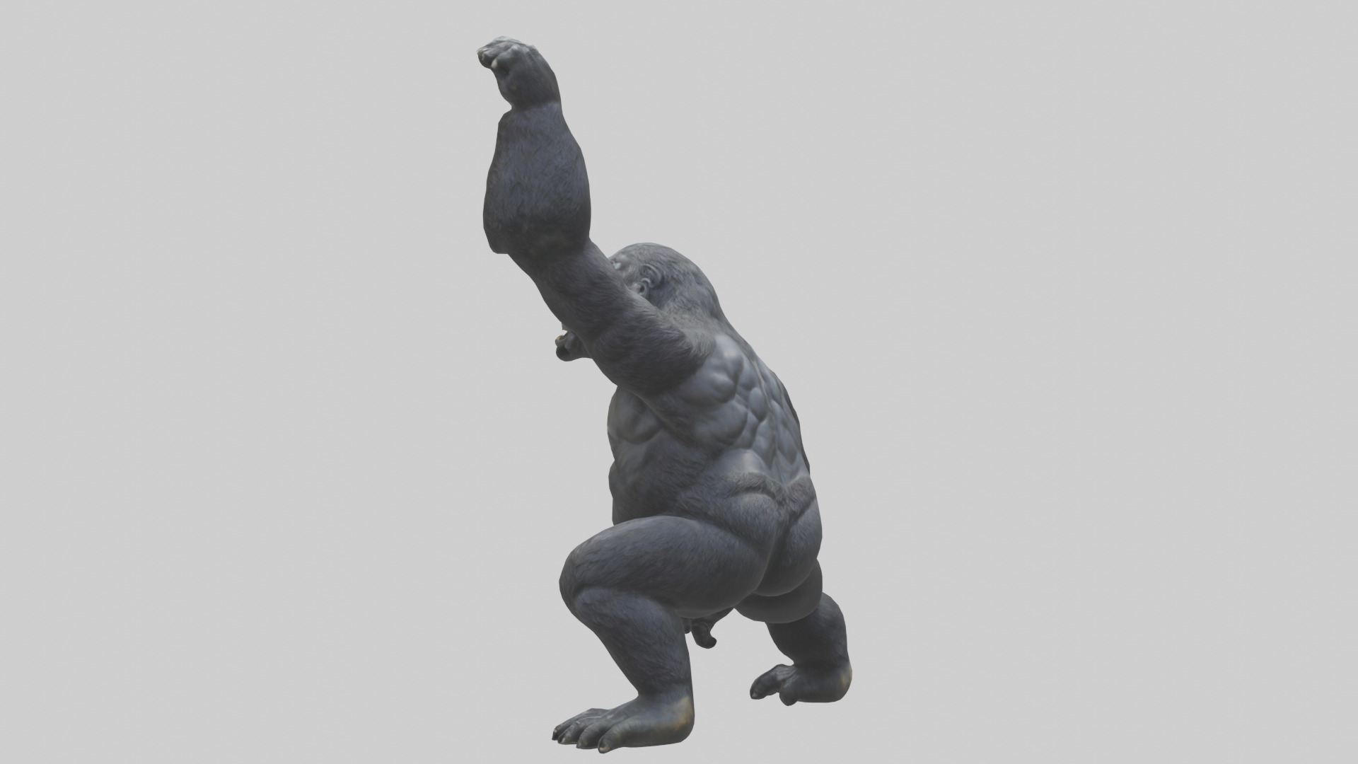 Gorilla statue model Low-poly 3D model_3