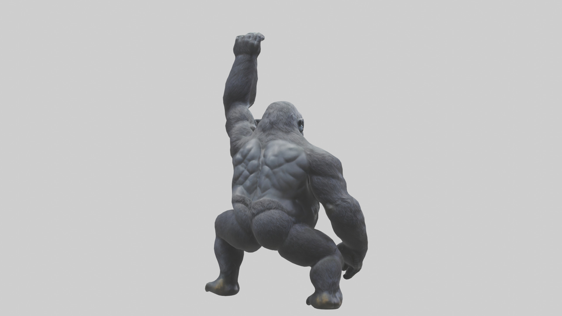Gorilla statue model Low-poly 3D model_4