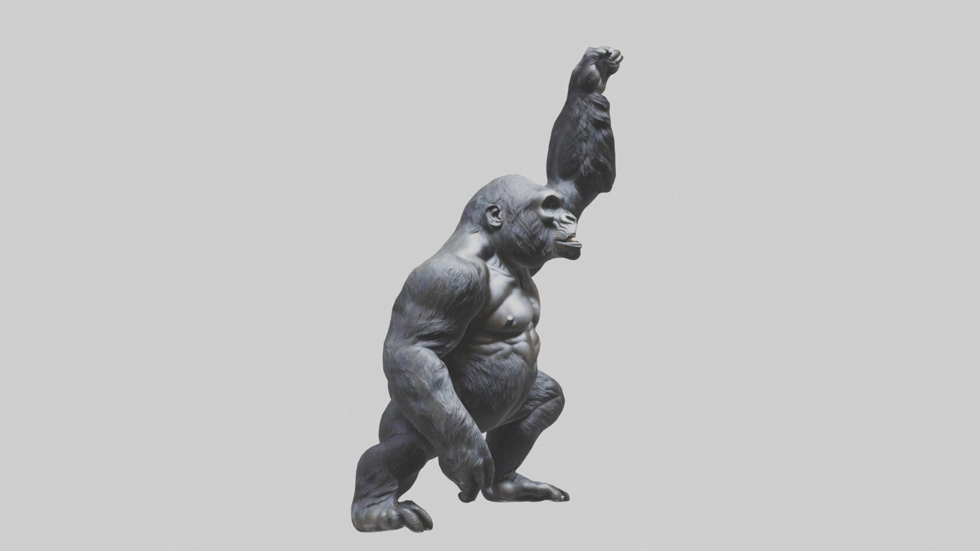 Gorilla statue model Low-poly 3D model_11