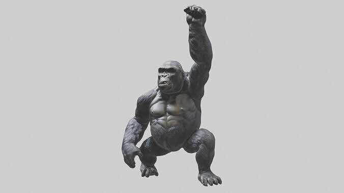 Gorilla statue model Low-poly 3D model