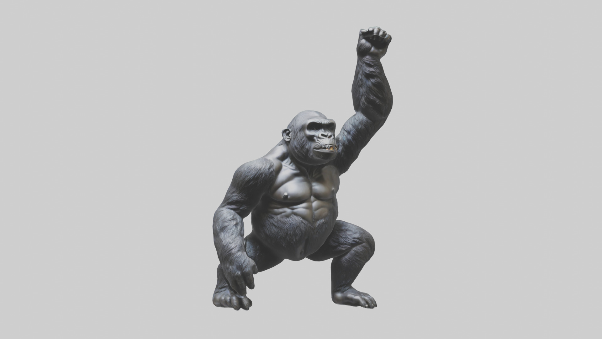 Gorilla statue model Low-poly 3D model_9