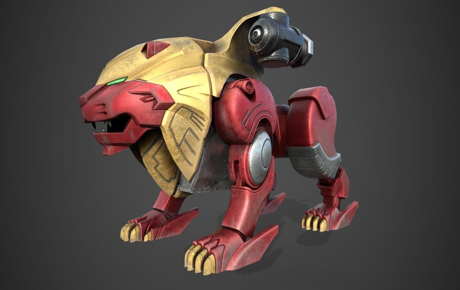 Red Lion Zord Low-poly 3D model_1