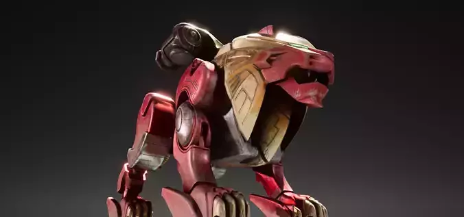 Red Lion Zord Low-poly 3D model