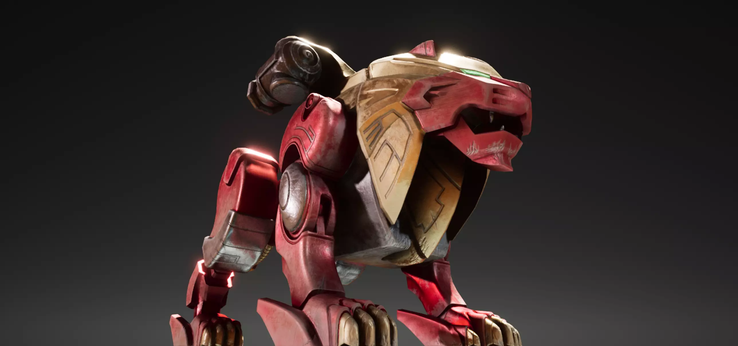 Red Lion Zord Low-poly 3D model_0