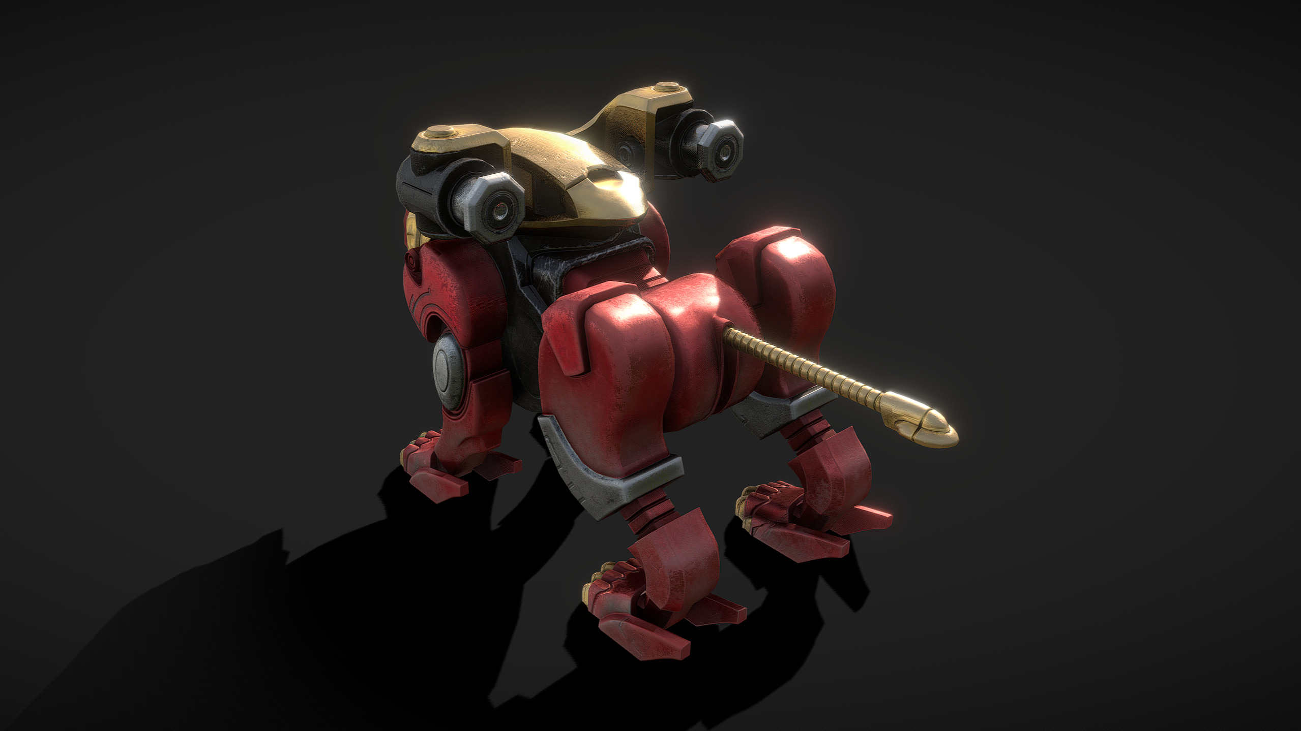 Red Lion Zord Low-poly 3D model_3