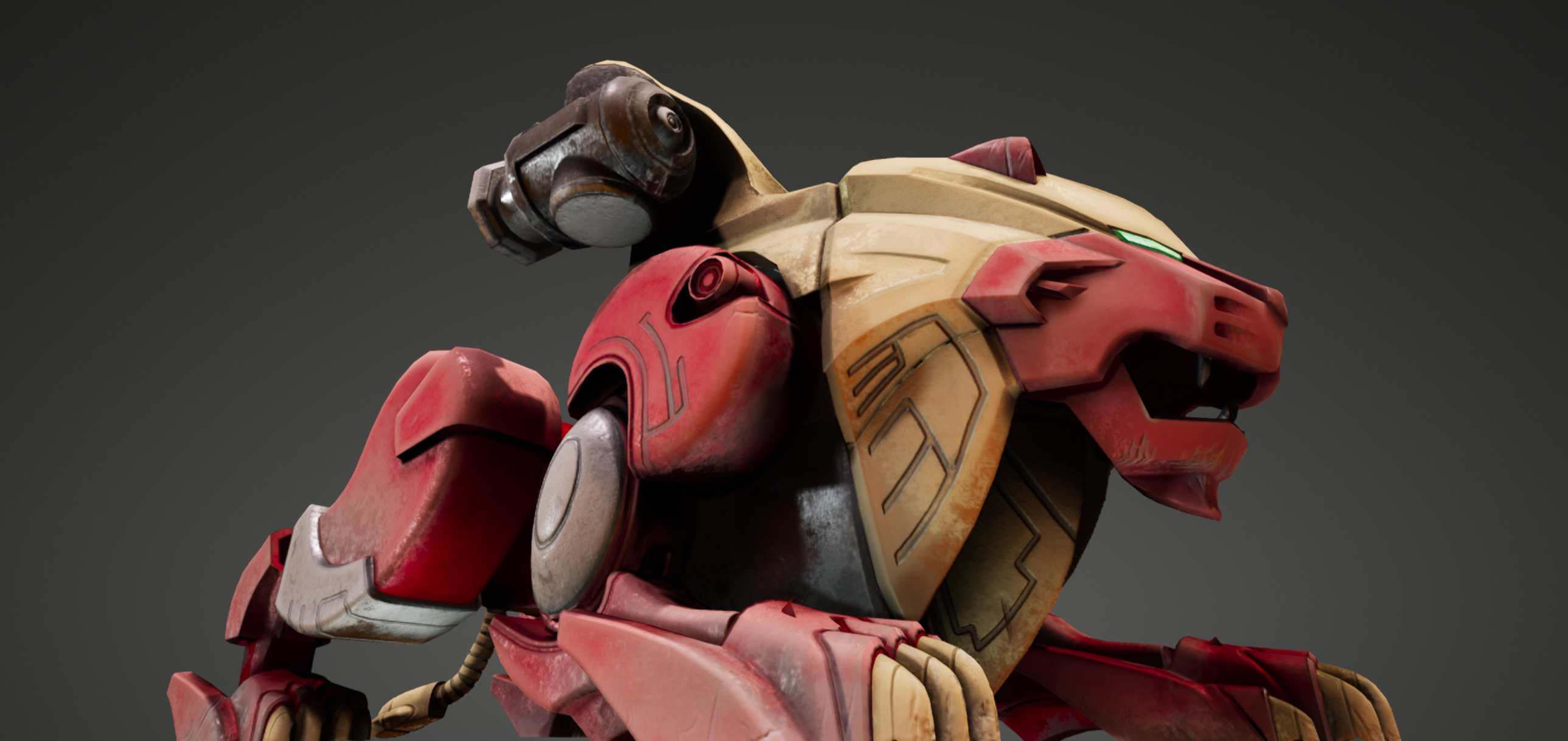 Red Lion Zord Low-poly 3D model_5