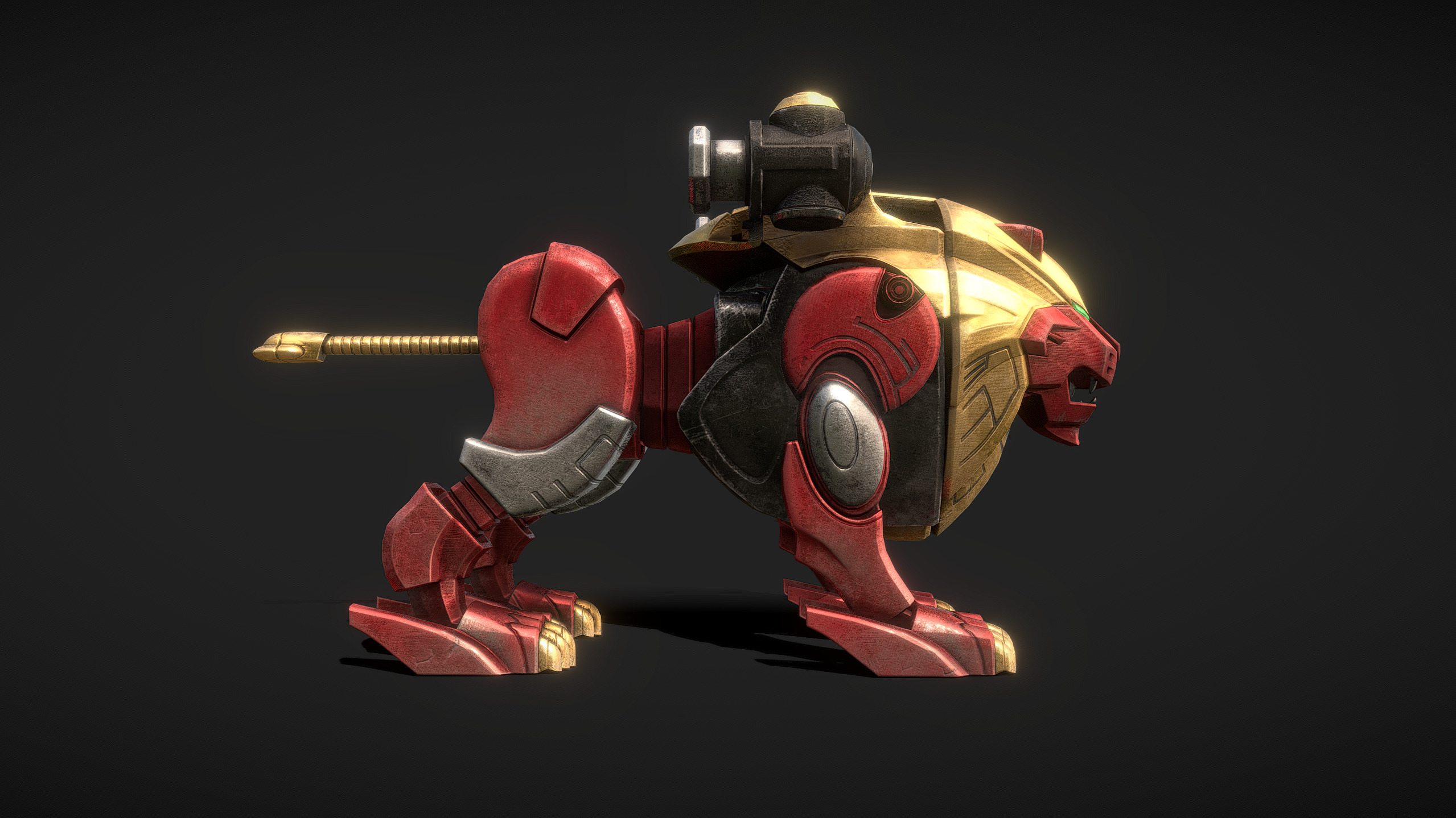 Red Lion Zord Low-poly 3D model_2