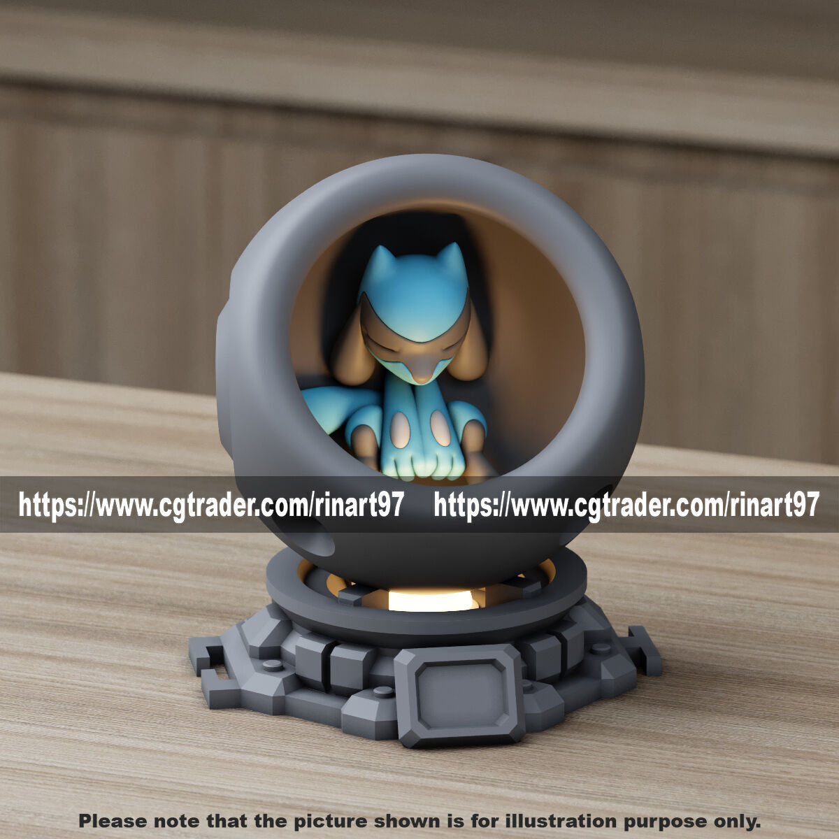 Riolu in healing machine pods from pokemon 3D print model_7