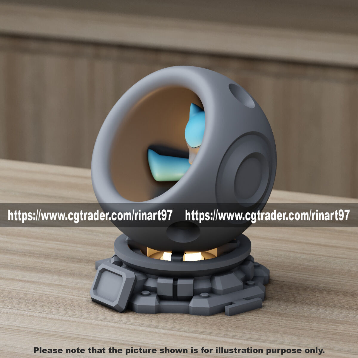 Riolu in healing machine pods from pokemon 3D print model_4
