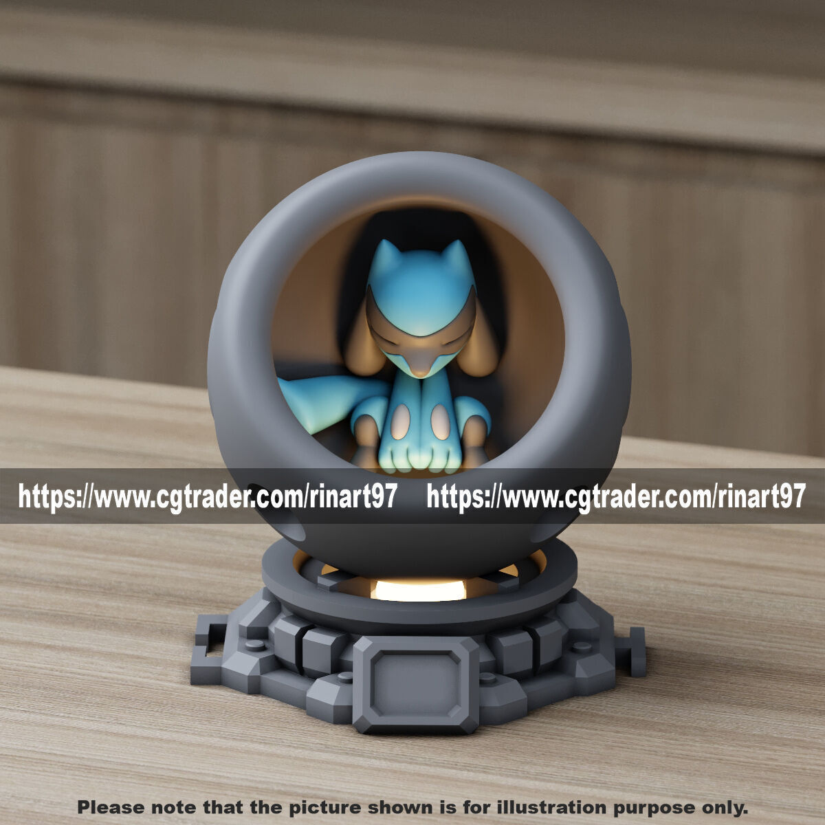 Riolu in healing machine pods from pokemon 3D print model_6