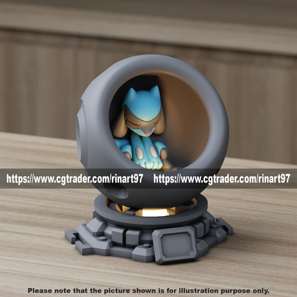 Riolu in healing machine pods from pokemon 3D print model_8