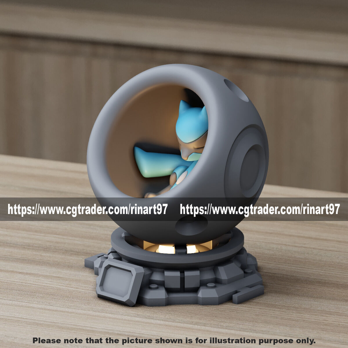 Riolu in healing machine pods from pokemon 3D print model_3