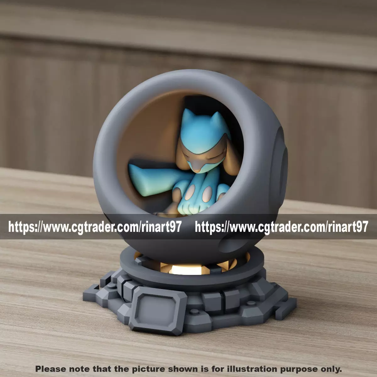 Riolu in healing machine pods from pokemon 3D print model_0