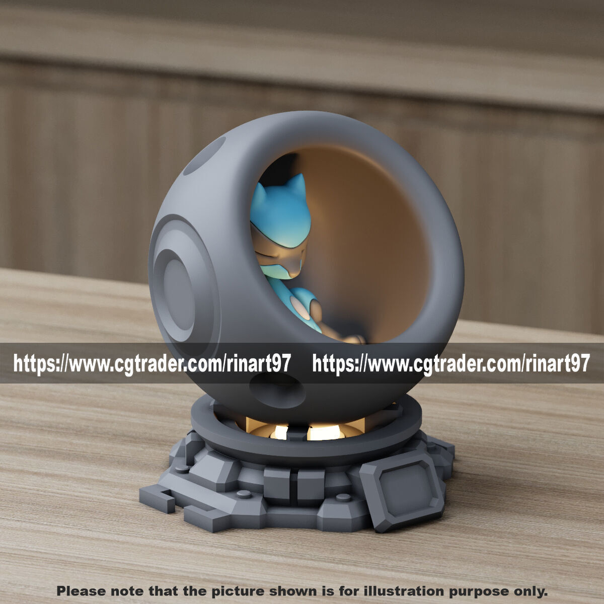 Riolu in healing machine pods from pokemon 3D print model_10