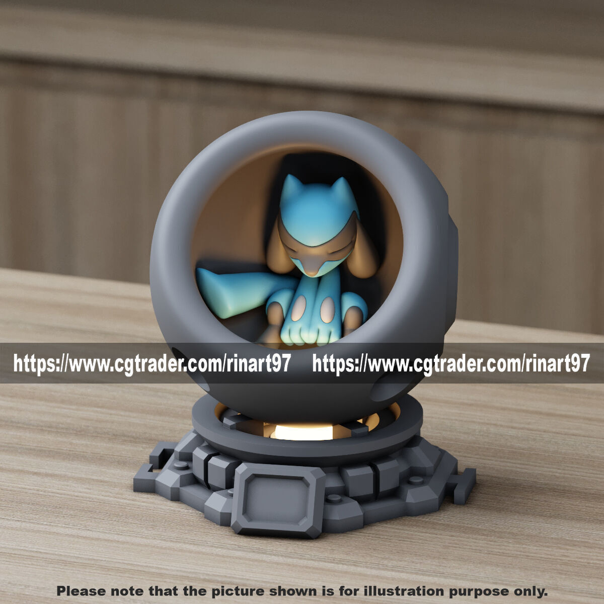 Riolu in healing machine pods from pokemon 3D print model_12