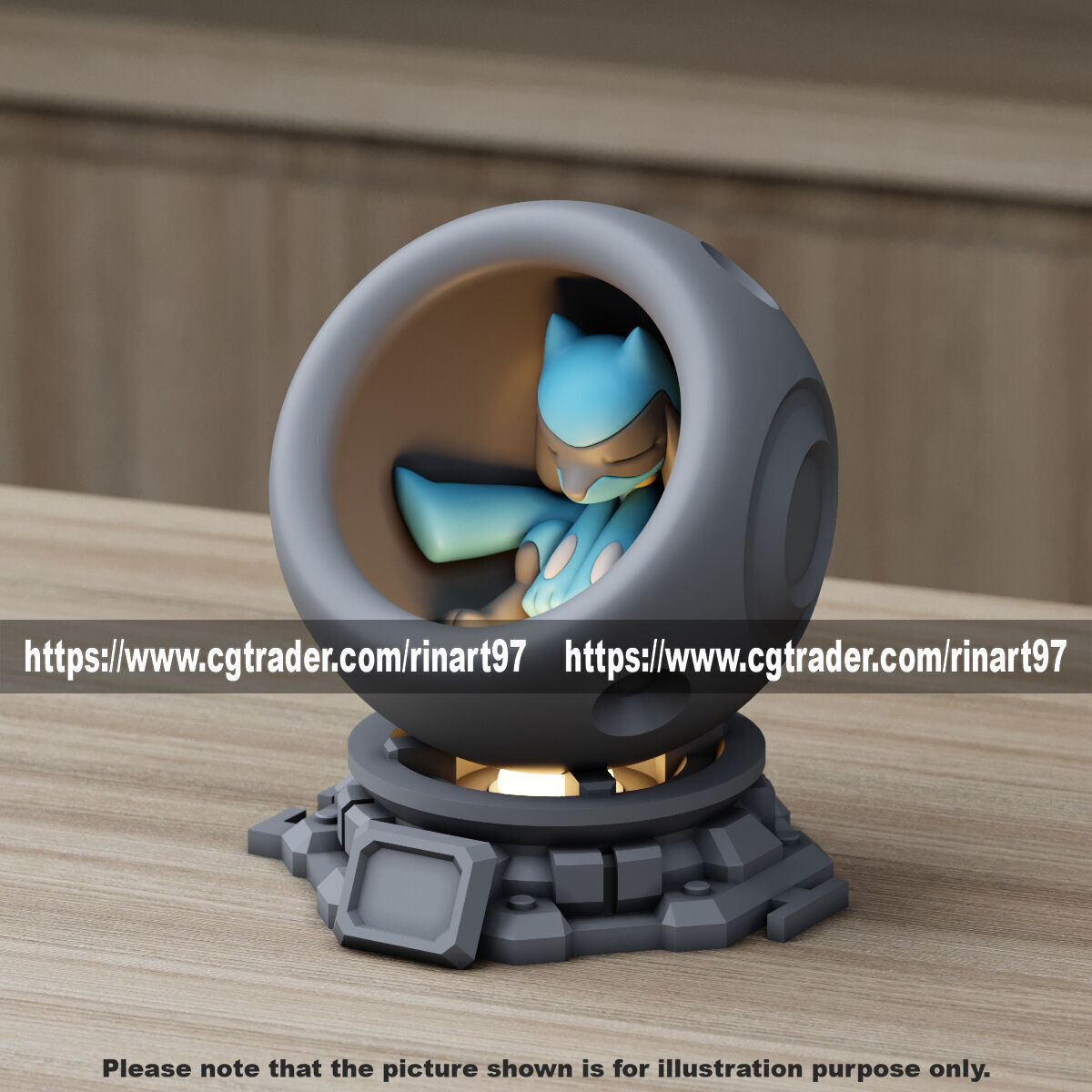 Riolu in healing machine pods from pokemon 3D print model_2
