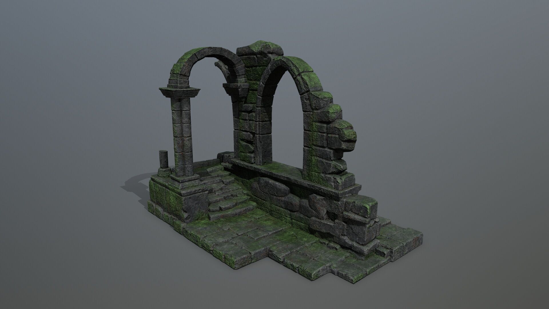 Ruin Gate Low-poly 3D model_2