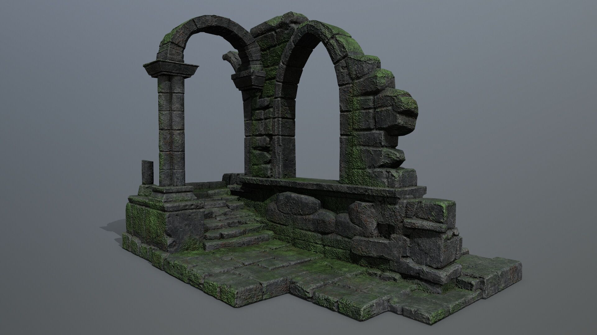 Ruin Gate Low-poly 3D model_1