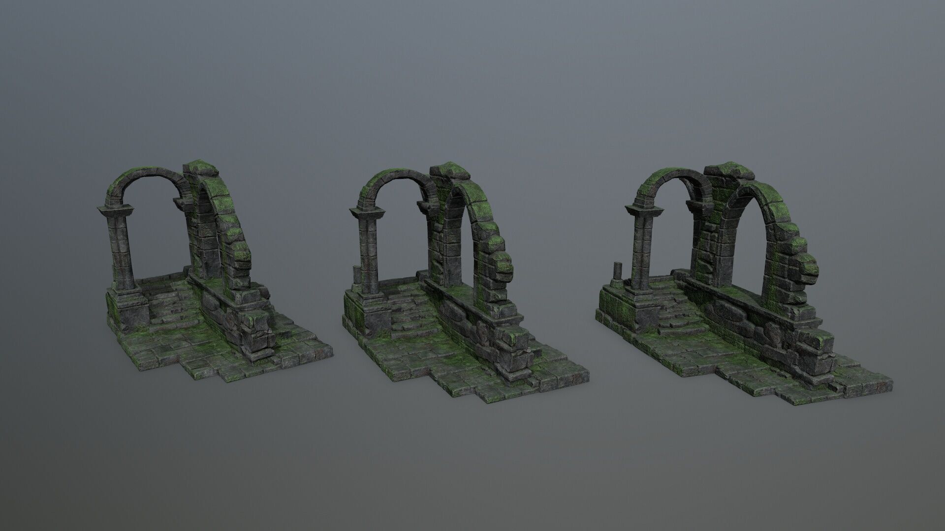 Ruin Gate Low-poly 3D model_11