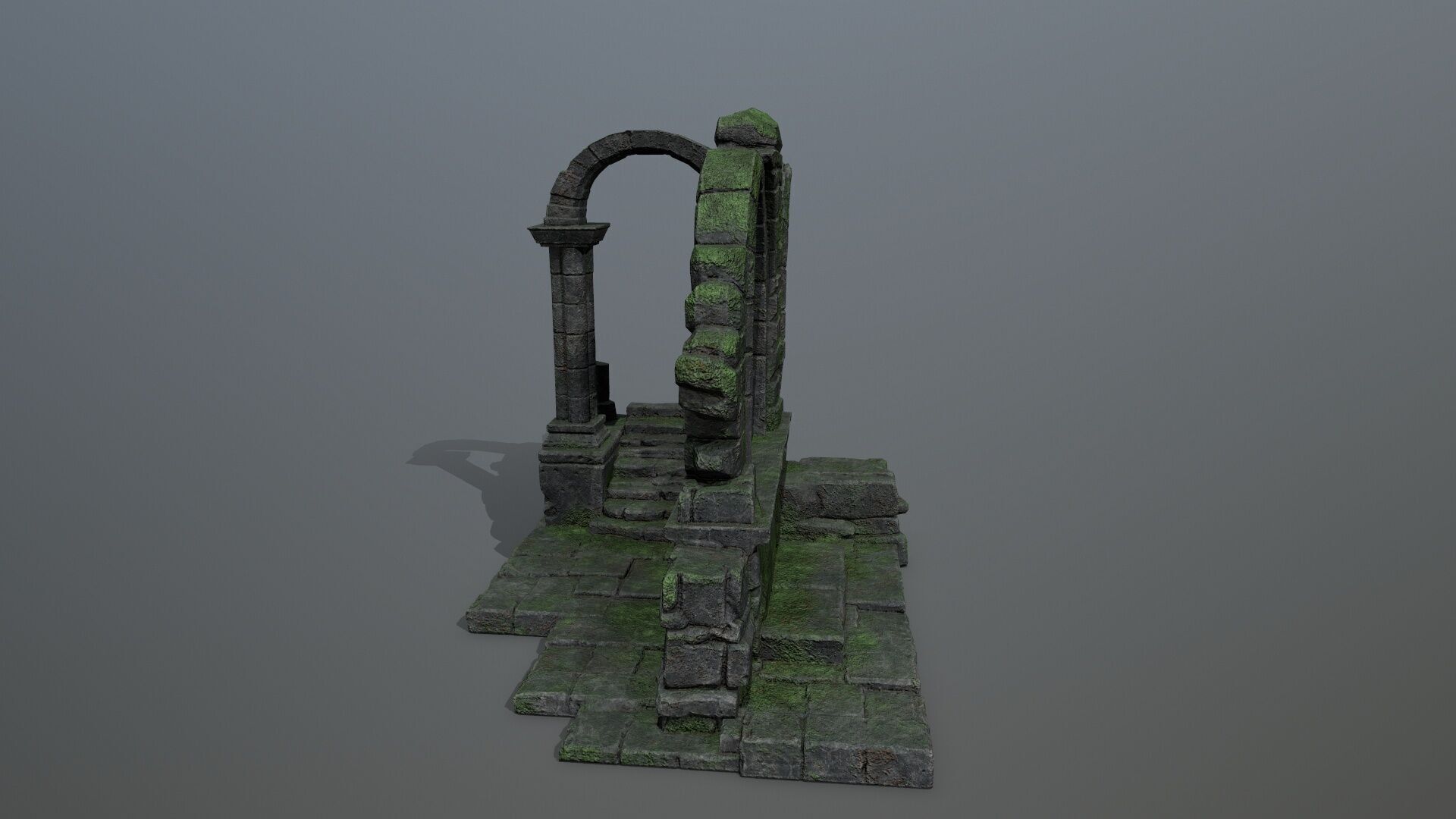 Ruin Gate Low-poly 3D model_9