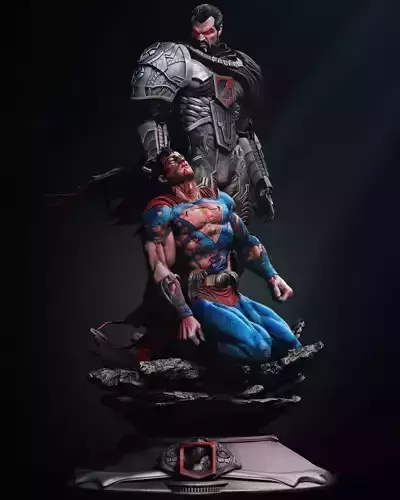 Zod and Superman Sculpture Diorama 3D print model