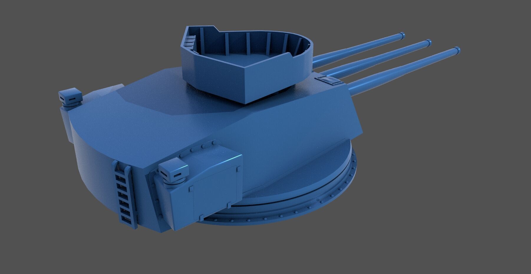 152mm WW2 Italian turret - Commercial license - 1-200 scale 3D print model_1